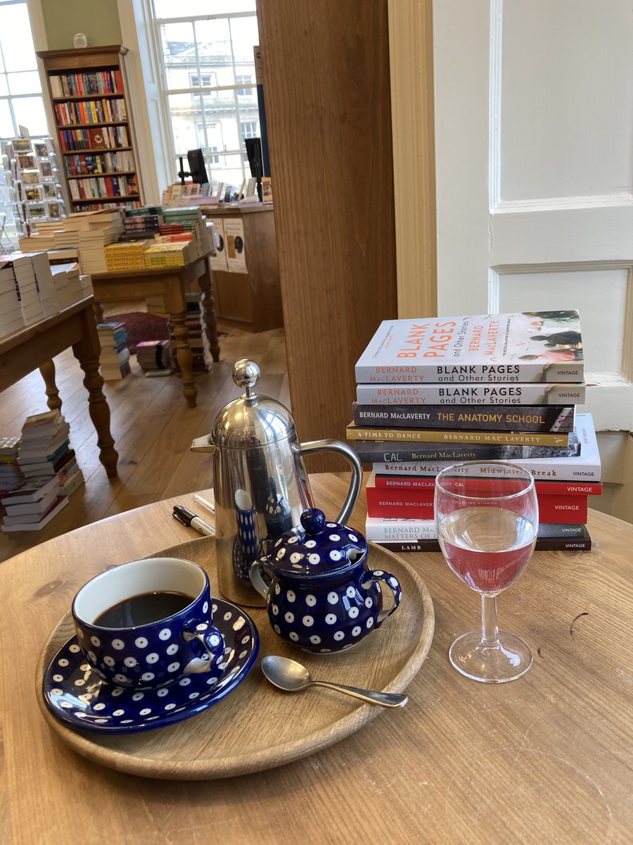 maclavertyB's tweet image. I was parched and asked in Toppings, Leith Walk, if they had a coffee bar. No, but they served complimentary coffees. A glass of water too? So in a couple of minutes  I was served this. Only then I said I was a writer. They produced ten of my books to sign. Now that’s a bookshop.
