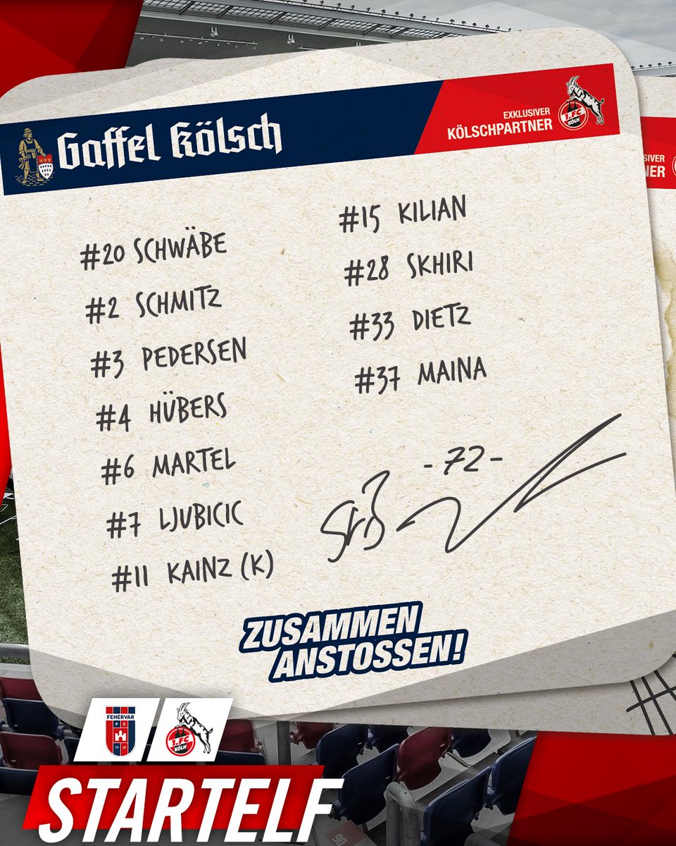 fckoeln's tweet photo. 🚨 Die #effzeh-Startelf ist da! 🚨 #ReturnOfTheGOAT #UECL

LIVE dabei sein mit dem FC-Radio und dem FC-Liveticker ⤵
 
🍎 iPhone: https://t.co/uPVqajPshI
🤖 Android: https://t.co/SrNRLKkNKD
___
Die FC-Startelf vor #VIDIKOE wird präsentiert von @GaffelKoelsch https://t.co/2V6Roy6my9