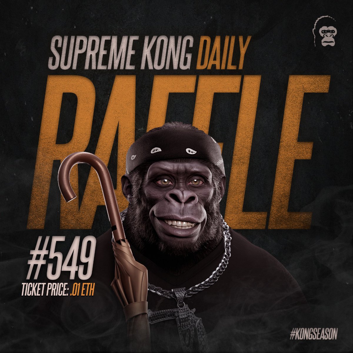 The game changes TODAY 👀

Position your jungle for success! 🧠

Timing is everything! ⏳

Win a 1 ETH Kong and Supreme Banana for only .01 ETH per raffle ticket 🎟️

Staking alpha dropping in today's Space at 2pm ET 👇

Set reminder: x.com/i/spaces/1djGX…

#KongSeason