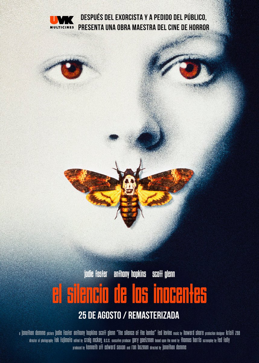 PanoramaCultur's tweet photo. #CINE El clásico del suspenso y terror psicológico que todo amante del cine debe haber visto. Desde hoy en todas las salas de #UVKMulticines: #ElSilencioDeLosInocentes, la película que en 1991 ganó 5 Premios Oscar y se convirtió en un referente para otros directores. https://t.co/0ViRWplC7o