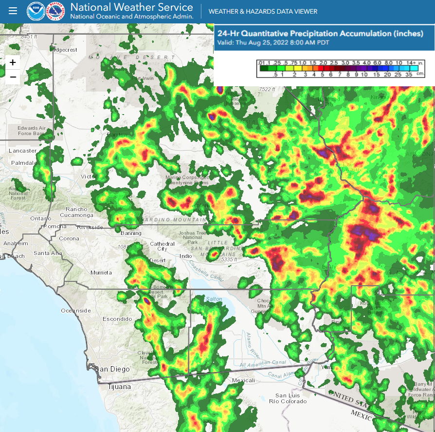 NWS San Diego on Twitter "Here is a 24hour rainfall map ending at 8