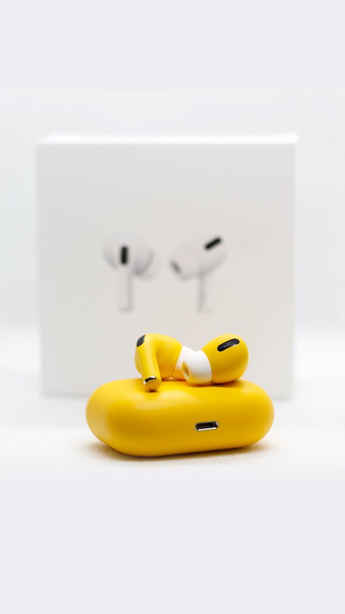 foxmybox's tweet photo. A sight for sore eyes ✨️ 

Custom Apple Airpods Pro in the shade 'Kusman' 💛 https://t.co/nUwdyZjES8