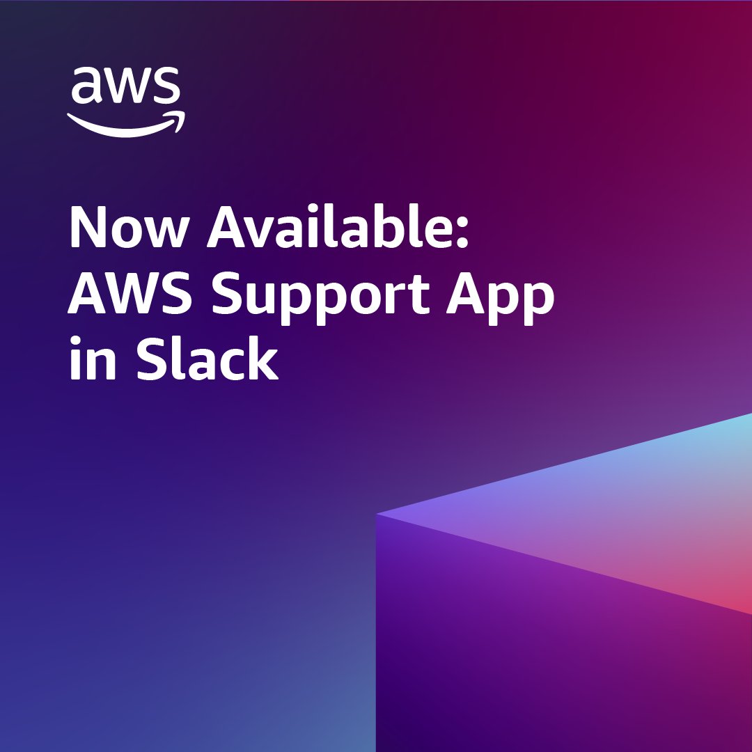 Did you know there’s a new way to get help from AWS Support? Today, your team can use the AWS Support App to collaborate with AWS support agents directly from your Slack channel. 💬 

Learn more to start streamlining your workflow now 👉 go.aws/3AnlE9I