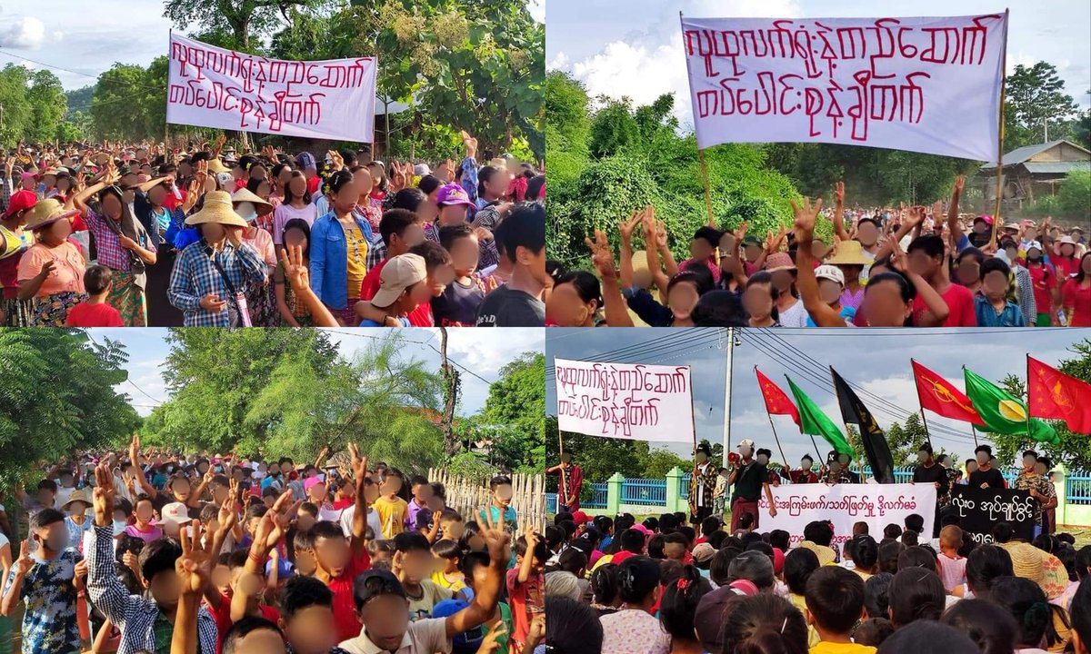 eushwan's tweet photo. Anti-coup revolutionary strike in Magway's Myaing township.  #2022Aug25Coup #HelpMyanmarIDPs #WhatsHappeningInMyanmar https://t.co/ZOwmbnu8sh