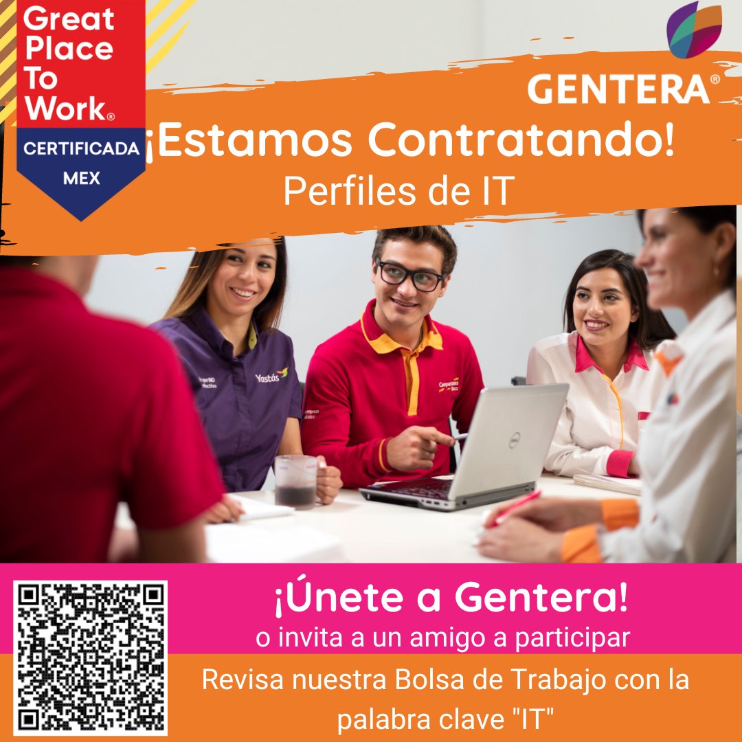 anakml98's tweet photo. ¡Seguimos #contratando #perfilesIT!
¿Te gustaría ser colaborador de #Gentera? Entra a nuestra bolsa de trabajo #Gentera e ingresa como palabra clave "IT" para ver todo el catalogo de posiciones #bolsadetrabajo->https://t.co/nGbYqvQOqP
#vacantes #vacantesti #ChambaSíHay #EmpleosTI https://t.co/hUPj832I1i