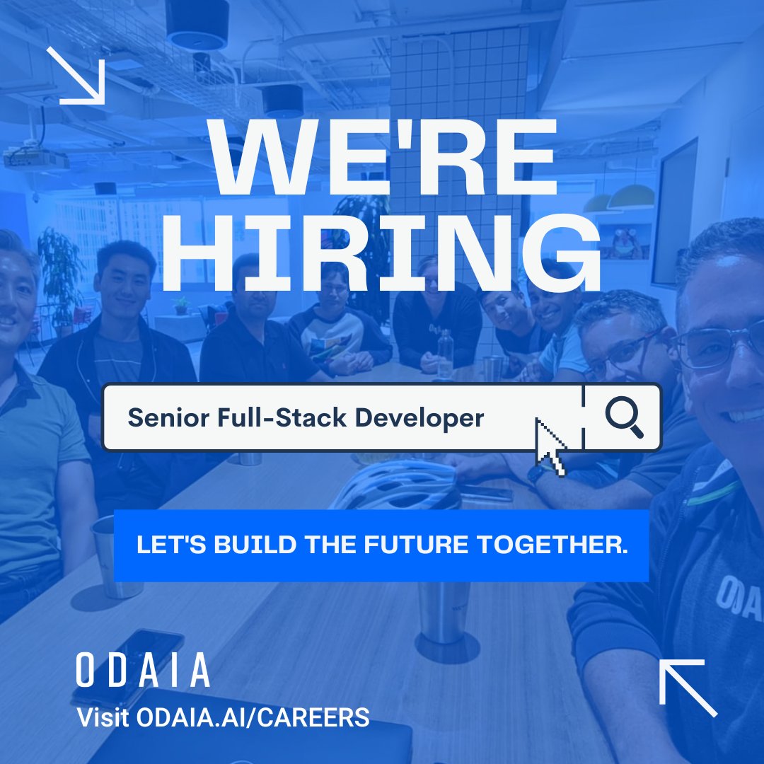 odaiaAI's tweet photo. WE'RE HIRING! π£
We are expanding our engineering team! π»
Check out our career page:
https://t.co/vFB2DxOTFW
Senior Full-Stack Developer:
https://t.co/pwg1XGLJg2
#ODAIA #startup #engineeringroles #softwareengineer #torontostartup https://t.co/10agvb7x17
