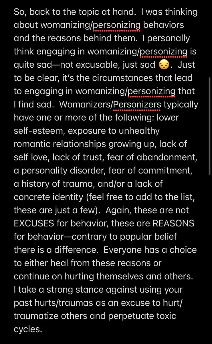 lvgrace5's tweet photo. A few of my random thoughts 💭 on the topic of #womanizer / #personizer behaviors. Yes, I created a gender exclusive word, because this is not about bashing anyone.
#relationships #humanbehavior #love #Healing #counselor #ThoughtForTheDay #ThursdayThoughts #pennyforyourthoughts https://t.co/i5UhLJVJjQ
