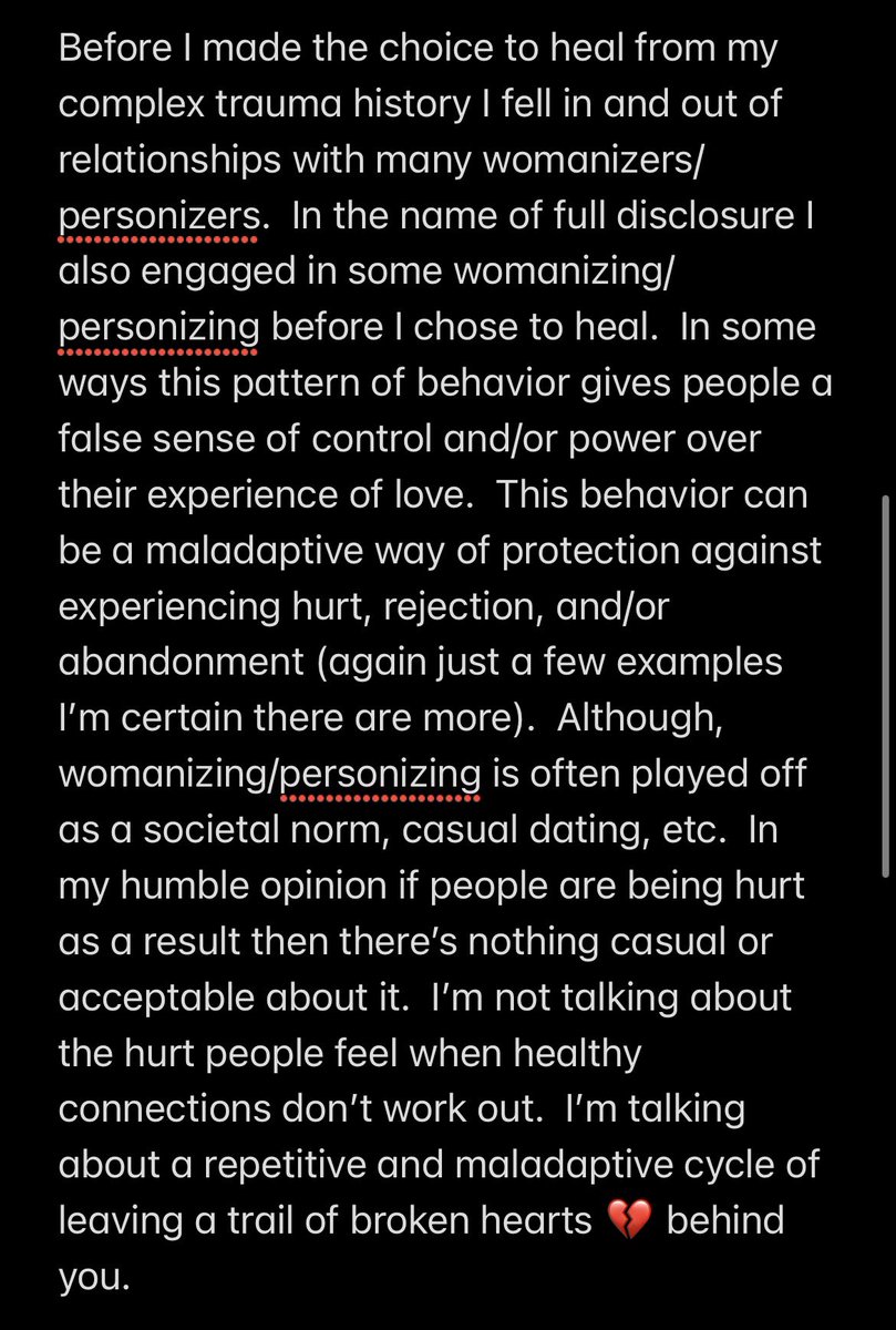 lvgrace5's tweet photo. A few of my random thoughts 💭 on the topic of #womanizer / #personizer behaviors. Yes, I created a gender exclusive word, because this is not about bashing anyone.
#relationships #humanbehavior #love #Healing #counselor #ThoughtForTheDay #ThursdayThoughts #pennyforyourthoughts https://t.co/i5UhLJVJjQ