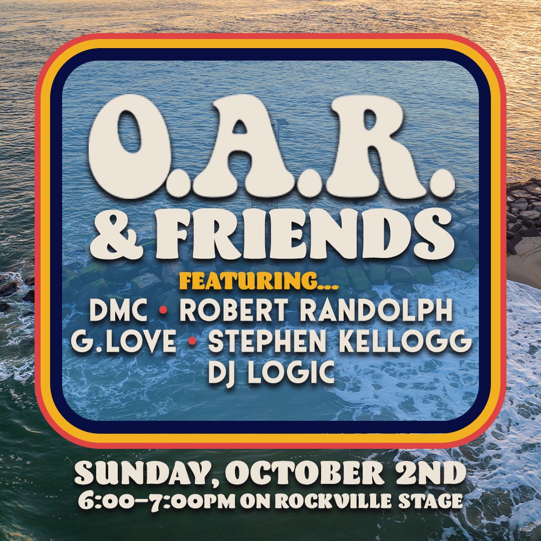 Introducing O.A.R. &amp; Friends! 🤘 Swing by Rockville Stage at 6pm on Sunday of #OceansCalling for a very special performance featuring <a href="/ofarevolution/">O.A.R.</a>, DMC (of <a href="/OfficialRunDMC/">RUN DMC</a>), <a href="/robertrandolph/">Robert Randolph</a>, <a href="/glove/">G. Love</a>, <a href="/Stephen_Kellogg/">Stephen Kellogg</a> &amp; <a href="/projectlogic/">DJ Logic</a>. 🎸

Sunday 1-Day 🎟 oceanscallingfestival.com/tickets