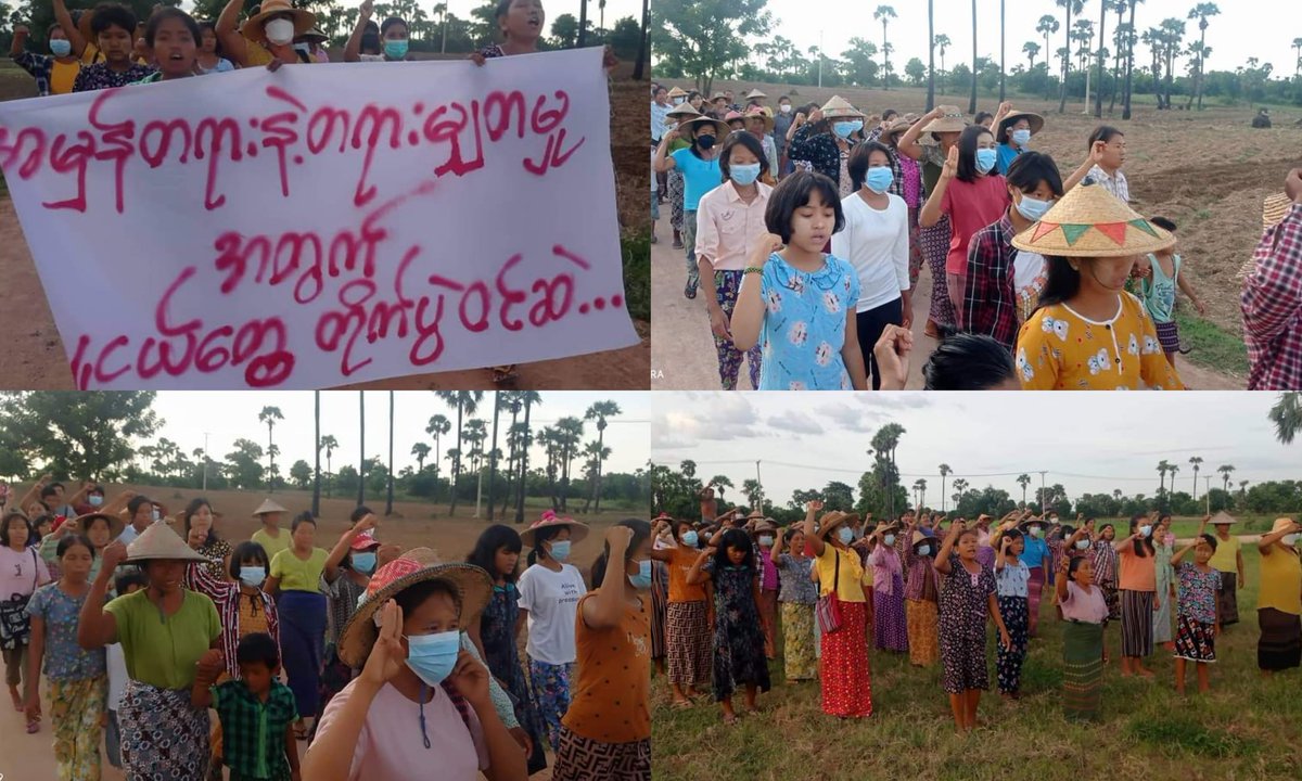 eushwan's tweet photo. Anti-coup revolutionary strike in a village from Sagaing's Yinmabin township.  #2022Aug25Coup #HelpMyanmarIDPs #WhatsHappeningInMyanmar https://t.co/JOHvFud3Ks