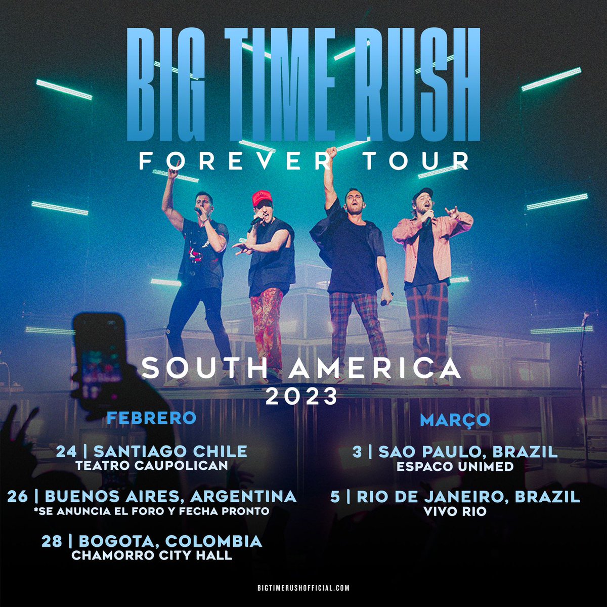 tracklist's tweet photo. Dois shows do Big Time Rush no Brasil acabam de ser anunciados 🇧🇷

Com apresentações marcadas para os dias 3 (São Paulo) e 5 de março (Rio de Janeiro), a venda de ingressos começa nesta quarta-feira (31). https://t.co/Ok7TGh1ekF