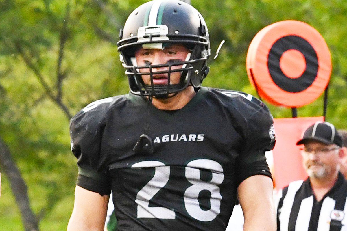 When that @NOPSwarriors high powered offense comes knocking it will be @HDJaguars all-state senior linebacker @BayerJestin (28) who answers the door. And therein lies the problem. @NE8manFB