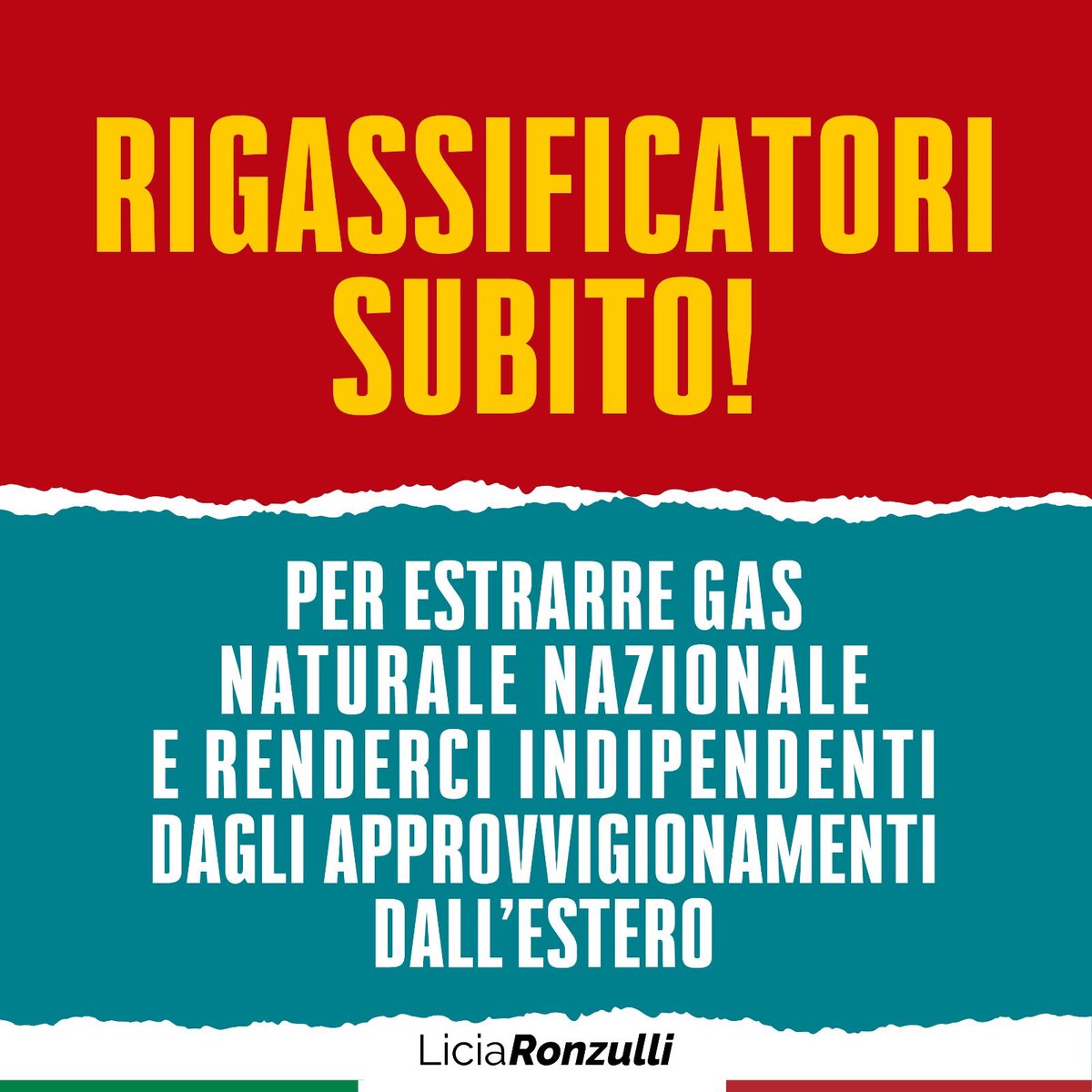 LiciaRonzulli's tweet photo. La realizzazione dei rigassificatori permetterebbe al nostro Paese di importare gas liquido e renderci indipendenti dall'estero. 
Senza i NO dei 5 stelle e della sinistra, riusciremo a superare la crisi energetica e mettere al sicuro le nostre famiglie e imprese. https://t.co/oftfZItGKd