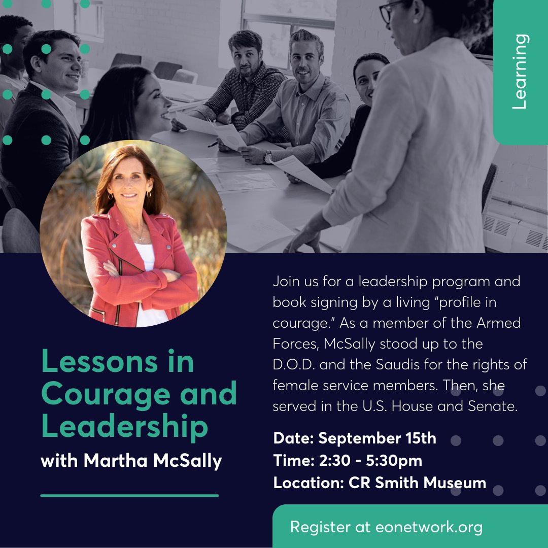 EOFortWorth's tweet photo. Don't miss out on these two great events to start your Fall off with! Register today at https://t.co/lSI4FtMqZh.

9/14 🗓️ Lunch and Learn - Increase Team Accountability, Engagement, and Retention! 

9/15 🗓️ Lessons in Courage and Leadership with Martha McSally

#eofortworth https://t.co/QrYbV0Z3cT