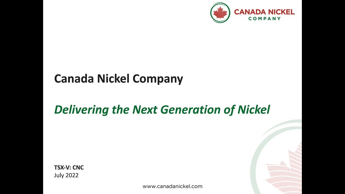 CanadaNickel's tweet photo. Chair & CEO, Mark Selby, presented at the Battery Metals Virtual Investor Conference this week and discussed $CNC's corporate story, updates at the Crawford #Nickel Project and more.
Watch here: https://t.co/3UQ5lKM4x1
$CNIKF #BatteryMetals #Cobalt #NetZeroNickel #NetZeroCobalt https://t.co/hDcbktp57r