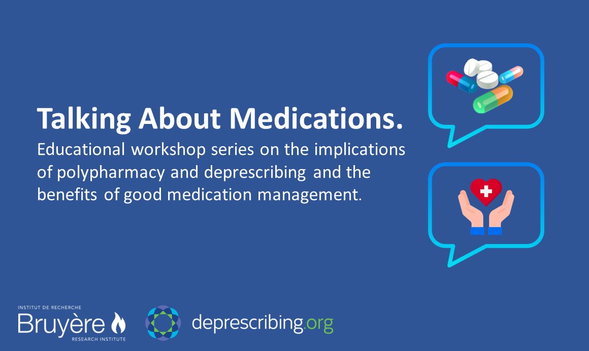 deprescribing's tweet photo. Since launching the "Talking about Medications" workshop last year,  90+ people have participated! Access the implementation guide + supporting resources if you are an #HCP interested in hosting the workshop in your own community https://t.co/21gzBvFYkk #deprescribing @CLRI_LTC https://t.co/98HpTTTWEg
