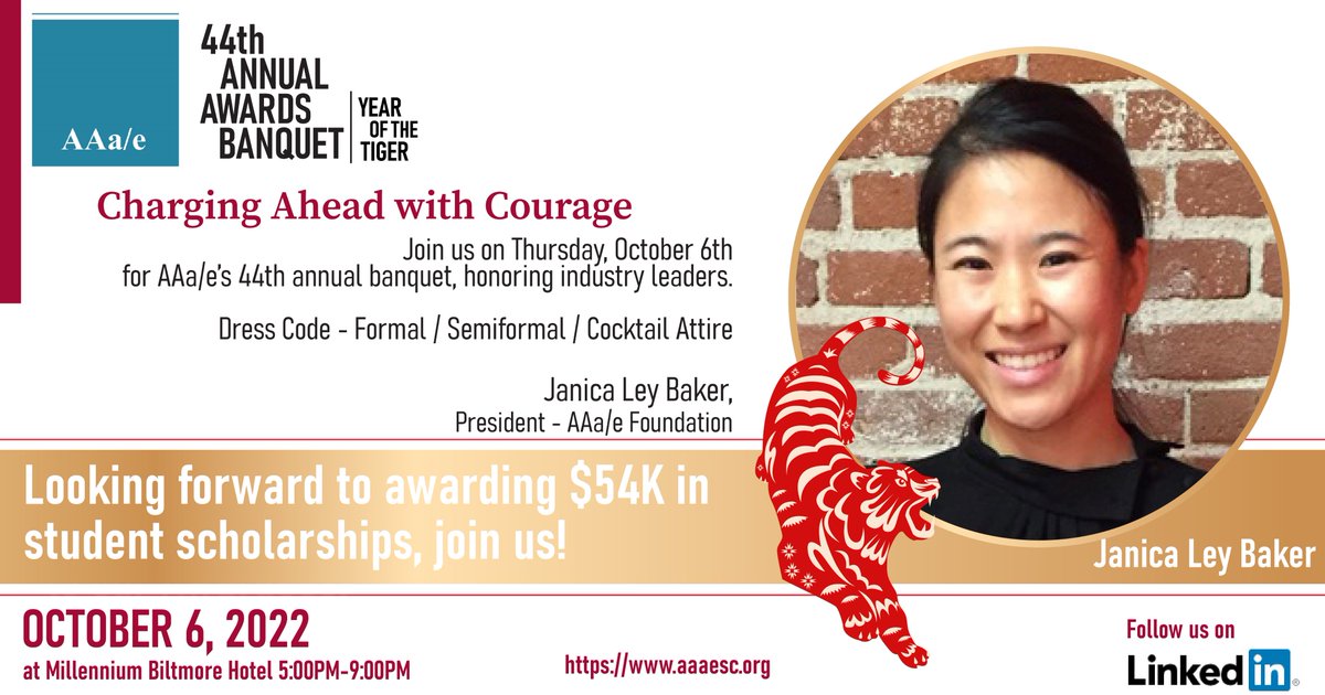AAaeFoundation's tweet photo. Join us at the @AAaeSC 44th Annual Banquet and congratulate our 2022 scholarship winners.  $54k will be awarded at the event. https://t.co/ApePh7nfKS