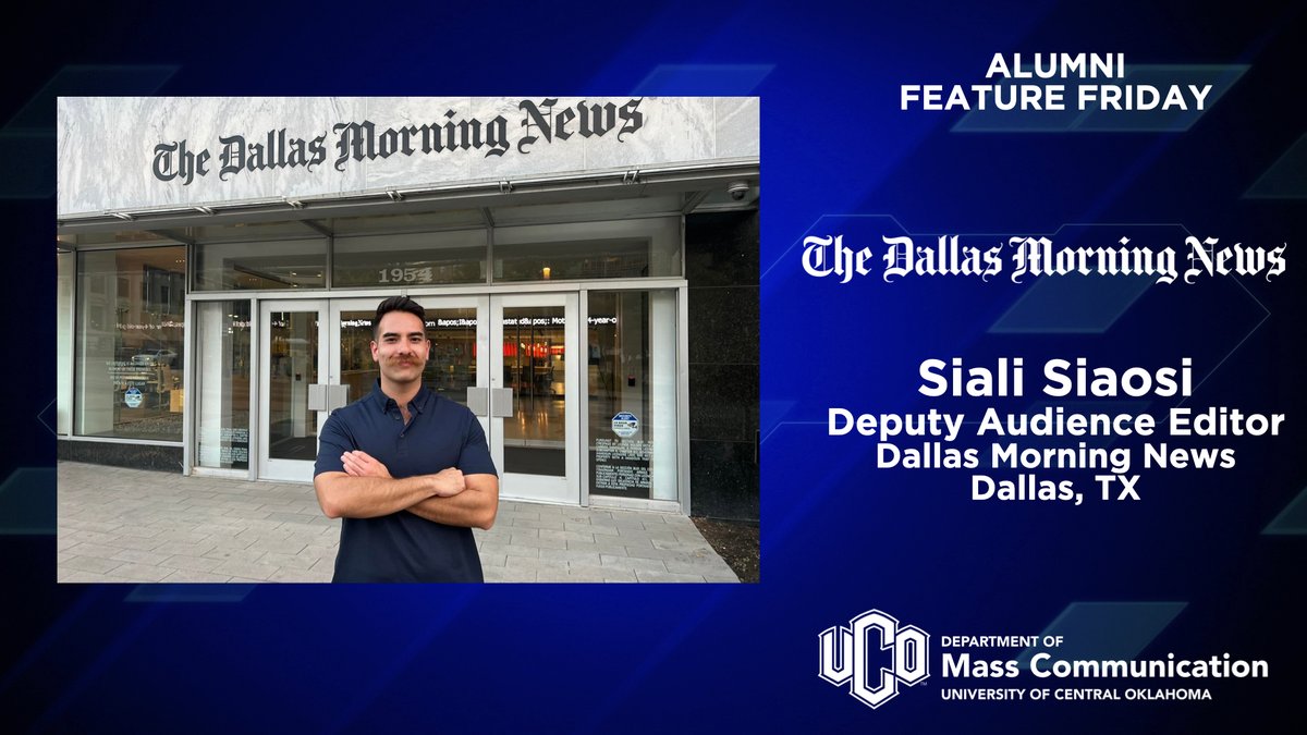 UCO_MCOM's tweet image. It's a new semester and #alumnifeaturefriday is back! This week we feature @UCO_MCOM graduate, @omgsiali who is the Deputy Audience Editor for Social at @dallasnews.

Are you a MCOM alum doing great things with your degree? DM us with your details to be featured.