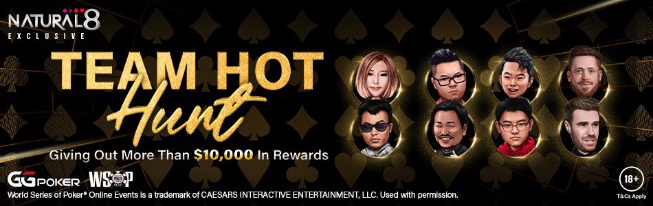 Natural8_JP's tweet photo. 🇯🇵WSOP Online 2022を記念したNatural8限定のプロモーションです。
🎟🎟🎟🎟🎟🎟🎟🎟🎟🎟🎟🎟

プレイヤーはWSOPイベントに参加し、チームホットアンバサダーの誰かと同じテーブルでプレイする事を証明すれば特別な報酬を受け取ることができます。
※イメージ参考

#Natural8
#TeamHotHunt
#N8_japan https://t.co/gOxjzrB8Jb