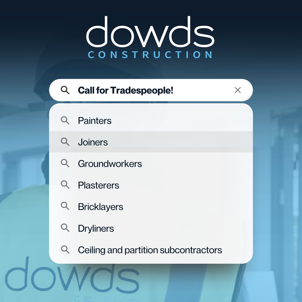 📢 CALLING ALL TRADESPEOPLE 📢

We are seeking expressions of interest from teams in various Construction specialisms. 👷🏼‍♂️👷🏼‍♀️

For more information on how to register your interest, check out our website: lnkd.in/ehK2hehq

#construction