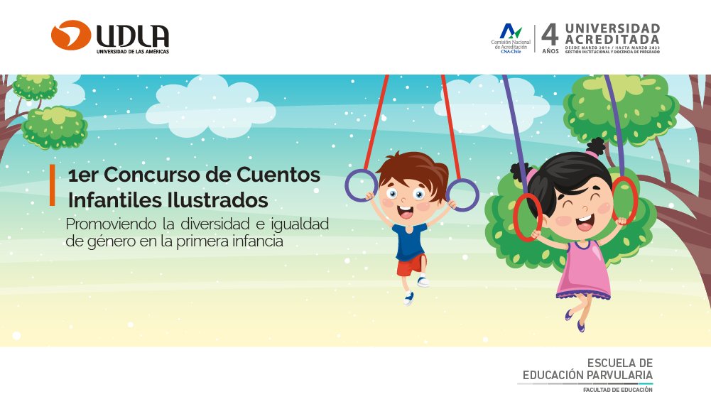 FeduUdla's tweet photo. 📚Te invitamos a participar en el primer Concurso de Cuentos Infantiles Ilustrados: Promoviendo la diversidad e igualdad de género en la primera infancia, organizado por la Escuela de Educación Parvularia. Más información aquí: https://t.co/WhhXZzaHkT
#UDLA #CONCURSO https://t.co/MI3ay3lCXd
