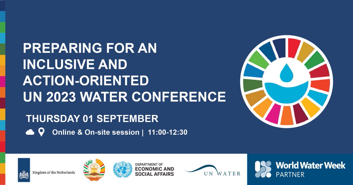 This #WorldWaterWeek 💦, join the flagship session convened by <a href="/nlatun/">Broken link hijacking POC</a> and <a href="/tajikistanun/">TajikistanUN</a> on 1 September to learn how stakeholders can meaningfully contribute to the objectives of the UN 2023 Water Conference, creating a watershed moment: bit.ly/3CgzOuM

<a href="/siwi_www/">World Water Week</a>