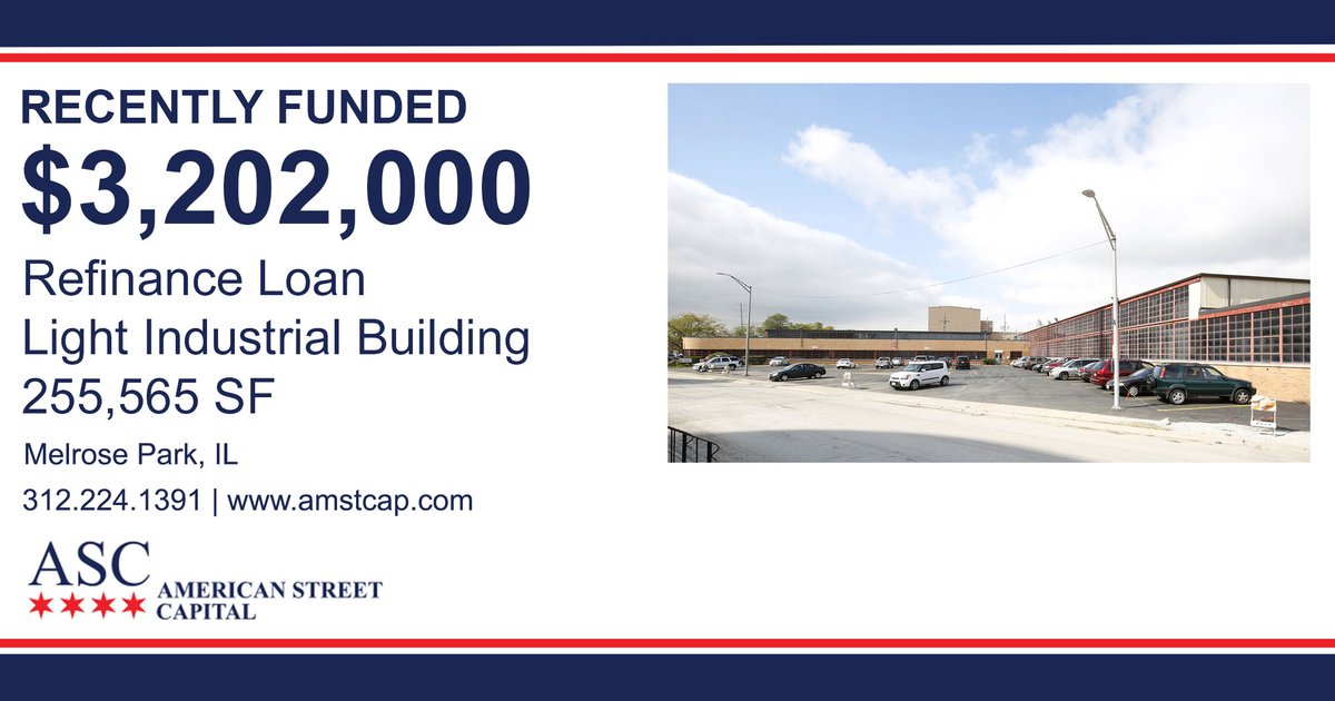 AmericanStCap's tweet photo. #AmericanStreetCapital’s Igor Zhizhin Secures $3.2M #Refinance for #LightIndustrial Building in Melrose Park. #Chicago #Illinois  #Investment #Loan https://t.co/kH6tXOrQiS https://t.co/c3q8BG2oeY