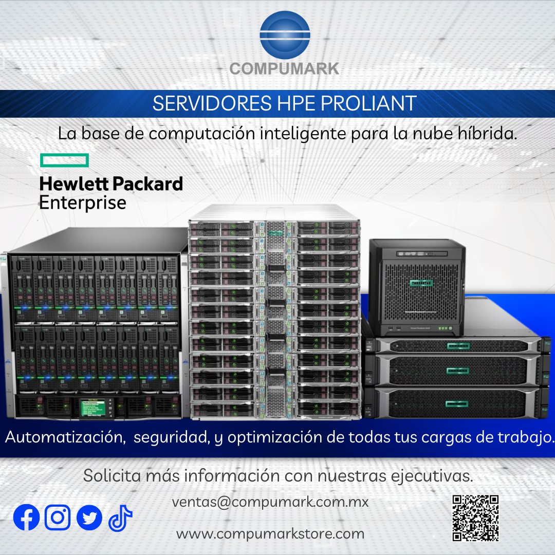 CompumarkMty's tweet photo. HPE Servidores versátiles y resilientes
Solicita cotización: ventas@compumark.com.mx
Tienda en Línea: https://t.co/yAMhwWFgRL
Whatsapp: 812-411-5658📲
#compumarkstore #Compumark #HPE #HPEProLiant #ServidoresHP #NubeHibrida #tecnologia #informatica https://t.co/9mhJWDhI0b