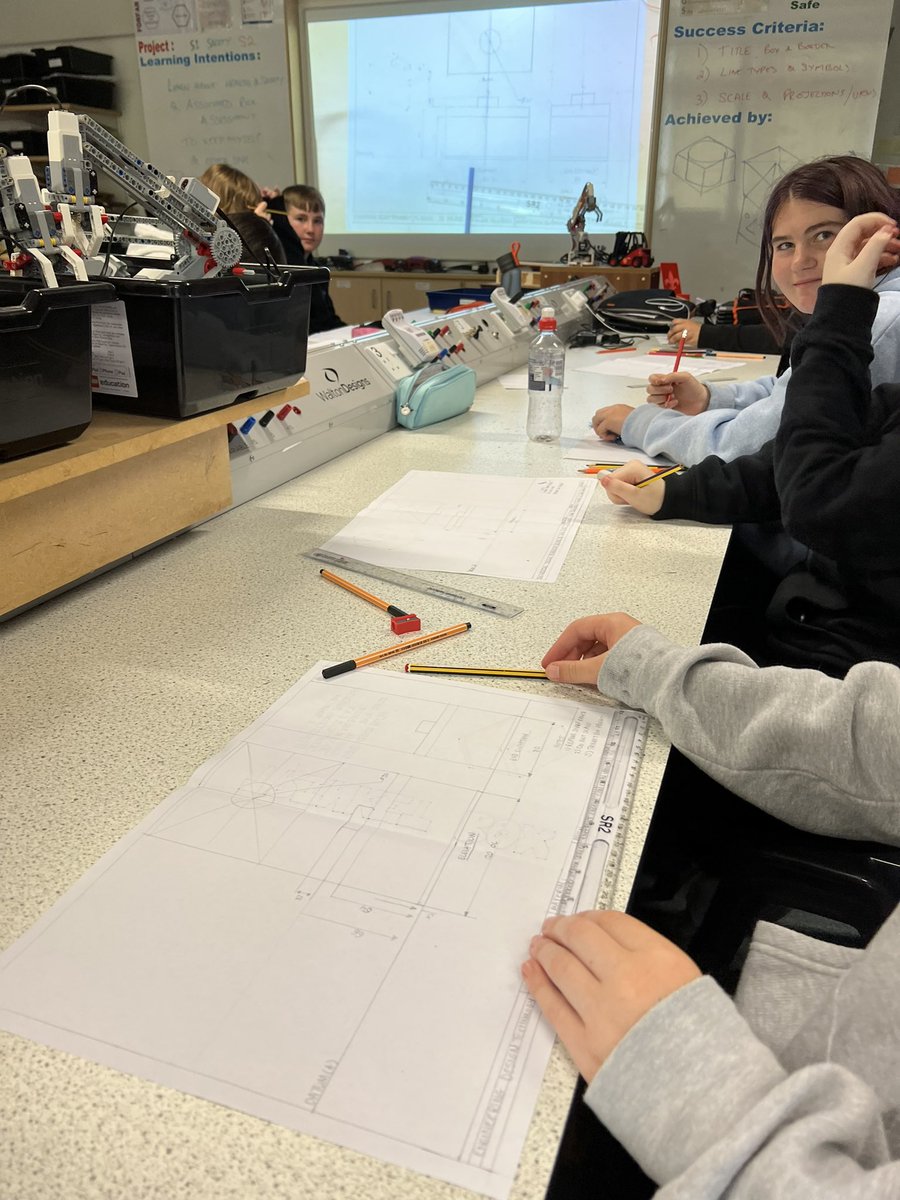 FATech_Ed's tweet photo. S2 getting to grips with Dimensioning orthographic drawings and drawing standards in their trinket box project #FORgraphic_design https://t.co/Ikl9j14Tnv
