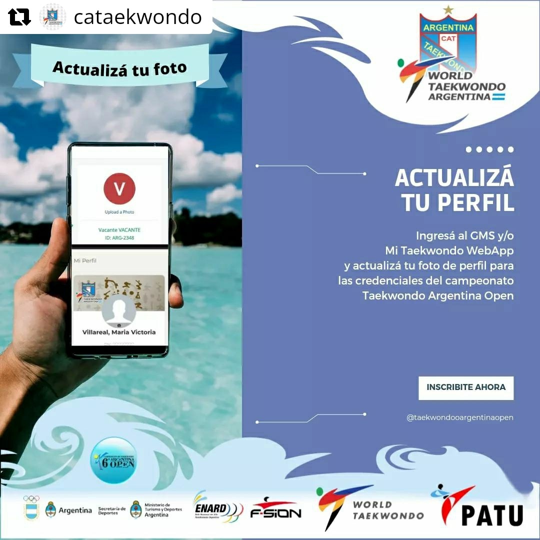TKDArgOpen's tweet image. #Repost @CATaekwondo
• • • • • •
#TaekwondoArgentinaOpen Ingresá ahora al GMS o a la web App de #MiTaekwondo y actualizá tu foto perfil para estar al día con la credencial en la competencia
•