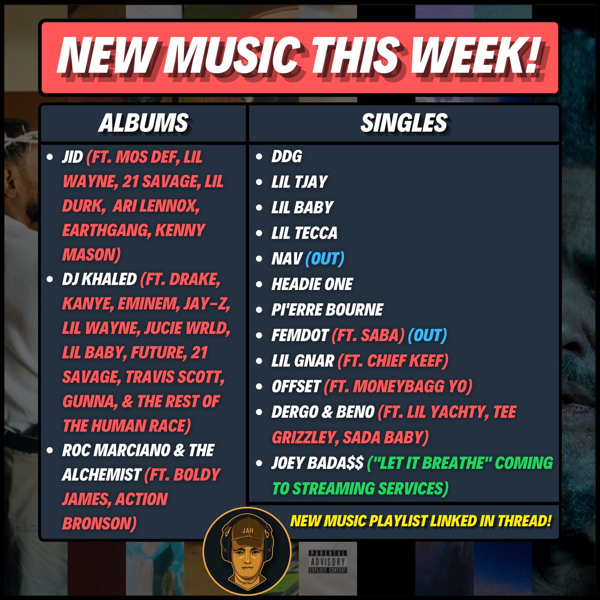 JahTalksMusic's tweet photo. ALL THE NEW MUSIC DROPPING TONIGHT 🚨 https://t.co/okjDiten8N