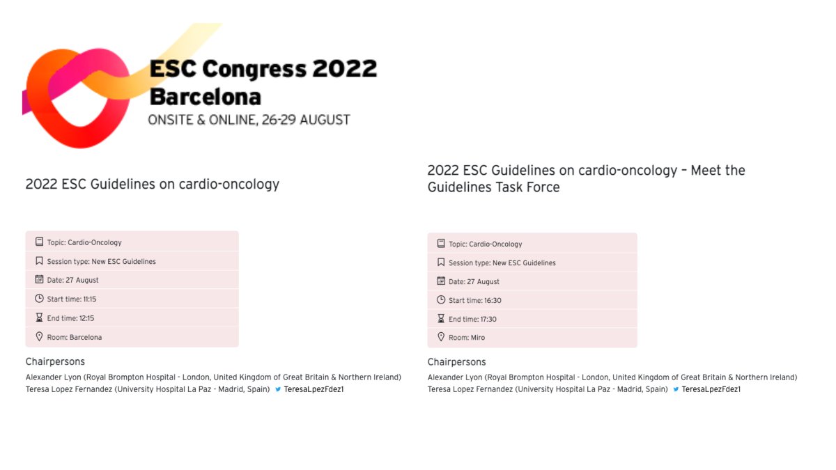 EuroCardio-Onc (@eurocardioonc) on Twitter photo We can’t wait to learn more about the new <a href="/ESCardio/">European Society of Cardiology</a> #CardioOnc guidelines.👍😀
What are you most looking forward to at #ESCCongress 2022? We can’t wait to learn more about the new <a href="/ESCardio/">European Society of Cardiology</a> #CardioOnc guidelines.👍😀
What are you most looking forward to at #ESCCongress 2022?