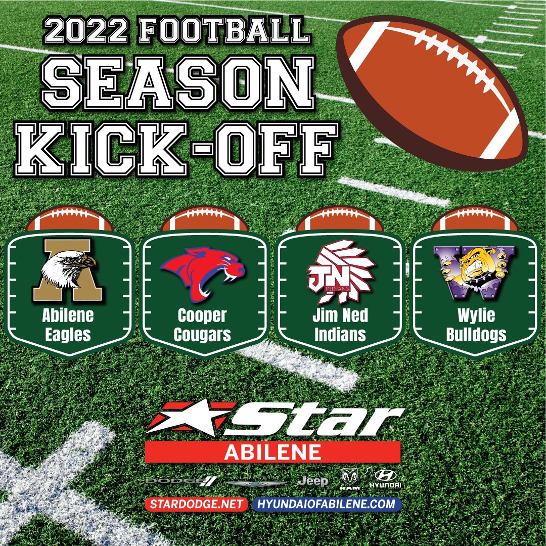 AbileneCars's tweet photo. Are you fired 🔥 up for #football 🏈 like we are? STAR wishes the best of luck this season to all our local teams! https://t.co/zKWrbT4TRW