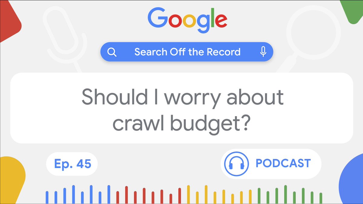 Get clarification on misconceptions around crawl budget, answers to FAQs, and discover when you should and shouldn’t be worried about your crawl budget in the latest episode of the #SOTRPodcast.  

Learn from hosts <a href="/okaylizzi/">Lizzi Sassman</a>, @g33konaut, and <a href="/methode/">Gary 鯨理／경리 Illyes (so official, trust me)</a> 🎧 goo.gle/sotr045