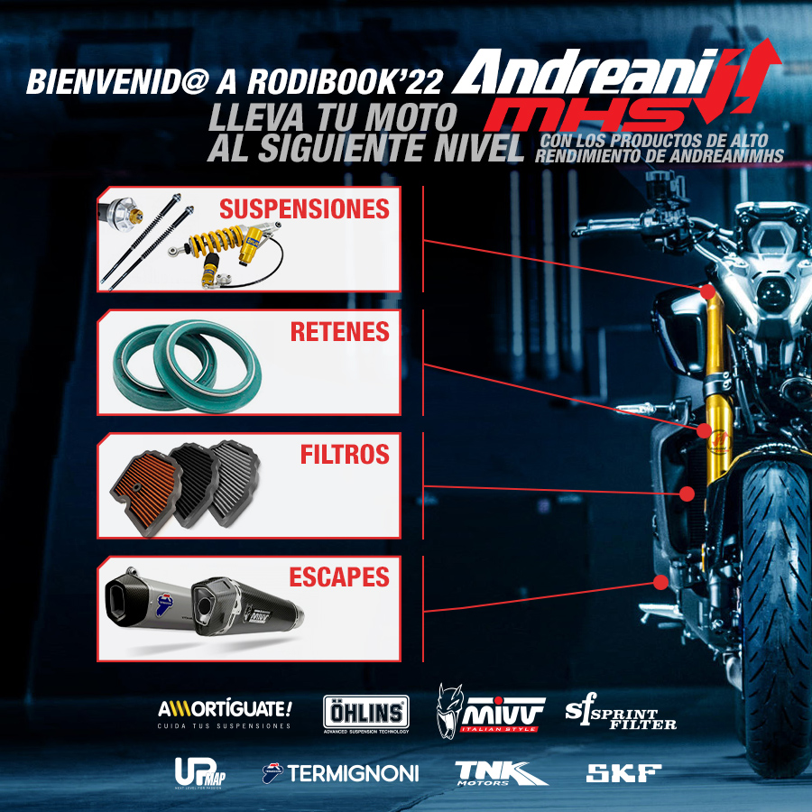 andreanimhs's tweet photo. Los próximos 2 y 3 de septiembre estaremos en la nueva edición de #Rodibook y obsequiaremos a los participantes con unas condiciones muy especiales en los productos #AndreaniMHS
¿Nos vemos allí?
#ohlins #suspensiones #amortiguate #moto #mivv #sprintfilter #termignoni #skf #tnk https://t.co/Ye4i6x67Uv