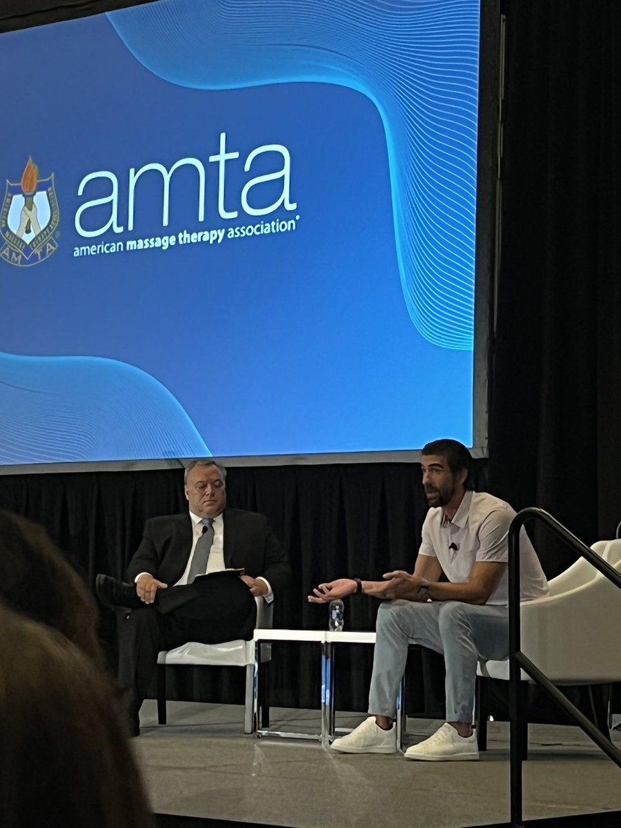 RhodeIslandAMTA's tweet photo. AMTA 2022 National Convention… Our keynote speaker Olympian Michael Phelps!!! @AMTAmassage @MichaelPhelps #AMTAConv22 #ClevelandOhio #Olympian #RIAMTA #MassageLife https://t.co/TfvvJkVExr