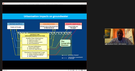UNESCOWWAP's tweet photo. -Systematic urban #groundwater studies as routine element of #urban planning
-Larger emphasis on protecting sources
-Full long-term collaboration & #stakeholderinteraction on monitoring
Are NEEDED for #sustainablemanagement of groundwater!
Mr. Pireh - PMO, UN-Habitat
@siwi_www https://t.co/nXrmN1BmXj
