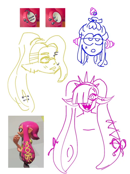 more #splatoonoc concept art, concepts of tentacle piercings, and new characters 