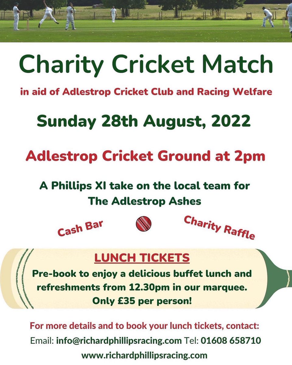 RTPhillips1's tweet photo. A bit of practice in the nets ahead of our big game on Sunday!

Champion jockey @dickyjohnson77 will be showing off his cricket skills along with other special guests 🏏 

Please do come along and support us if you can.  We are raising money for @Racingwelfare and @AdlestropCC https://t.co/B2AIDvh32F