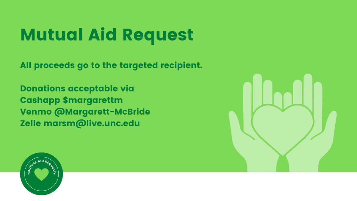 *Serious Mutual Aid Ask*
I know a single Black mother of 3 (ages 1-11) that is in dire need of financial help. She has been facing houselessness since mid-July, has a broken down car, and trying to catch up on late bills. 
The goal is $3,000.
Any help ($/RT) is appreciated.