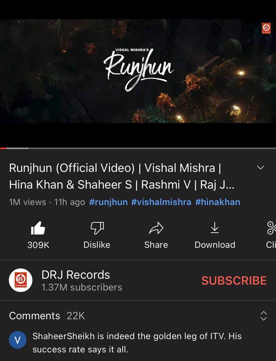 ShaheeraMyHeart's tweet photo. Woohooo 🥳🥳💃💃 #Runjhun Hits 1M Views On YT 🌧❤️❤️

#ShaheerSheikh #HinaKhan #ShaHina @Shaheer_S @eyehinakhan 

RUNJHUN OUT NOW https://t.co/h8JWaAs82Z