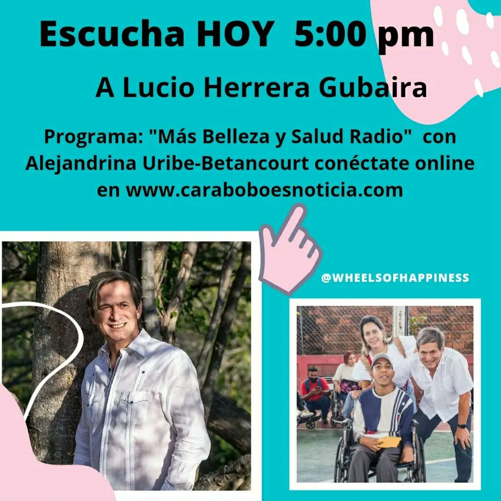 2HappyWheels's tweet photo. Conéctate hoy a las 5:00 p.m. por Internet a https://t.co/ca56cR6vkm y escucha la entrevista a @LucioHerrera cantoautor y director general de #RuedasDeEsperanza en @MBSalud con @AlejandrinaUB conocerás las canciones de Lucio y los alcances de la campaña en su nueva etapa https://t.co/HOywTABdjt