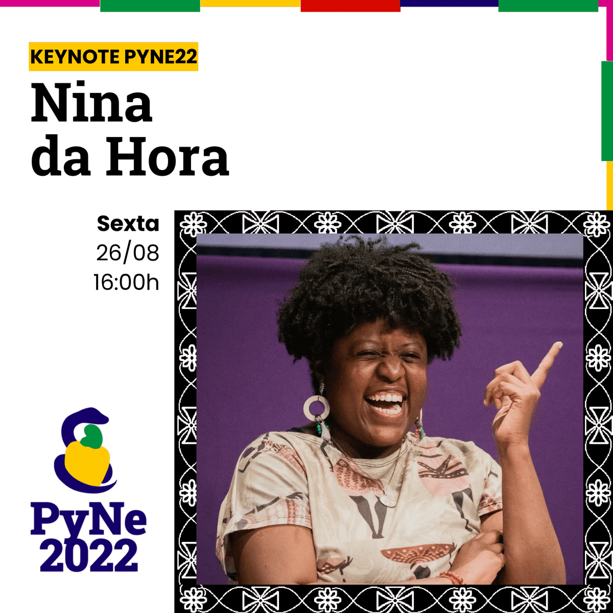 PythonNordeste's tweet photo. Vocês estão prontes para a palestra de @ninadhora??? A gente não tem nem roupa pra esse momento!

SAVE the date: SEXTA às 16h! 🐍️❤️

#pythonnordeste #pyne22 #pyselfie https://t.co/KrK8SwzKFS