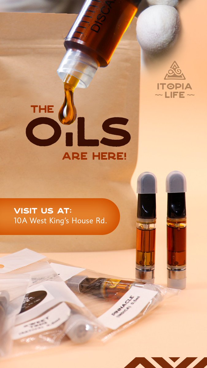 itopialife's tweet photo. The Oils are here!
Visit our 10A dispensary at 10A West Kings House Road & get yours today!
#itopialifestyle #ItopiaWay #Itopia #itopialife #THC #CBD #CannabisHealing https://t.co/CXdNhftMQY