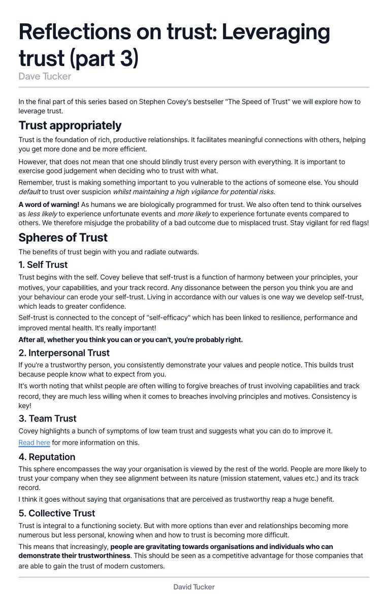 _davetucker's tweet photo. The final part of the series on Stephen Covey's bestseller: "The Speed of Trust". https://t.co/PNs70GSjME