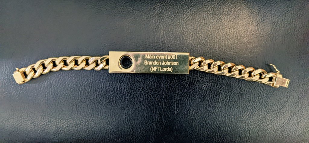 Look what arrived! Looks so much better in person! Thank you to <a href="/W3SOP/">W3SOP.eth</a> &amp; @NFTLordsAlpha. From the first NFT Lords satellite, the W3SOP main event, the main event in Vegas and getting the bracelet today, this has been a dream! If you get the chance, play in one of their events!