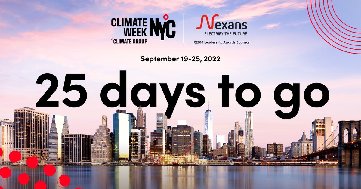 25 days until #ClimateWeekNYC 🗽
Get ready for the world's biggest climate week! In 25 days, <a href="/ClimateGroup/">Climate Group</a> is bringing together businesses, governments, NGOs, and citizens. As partners this year, we're thrilled to be part of the mission to get climate action done, fast.