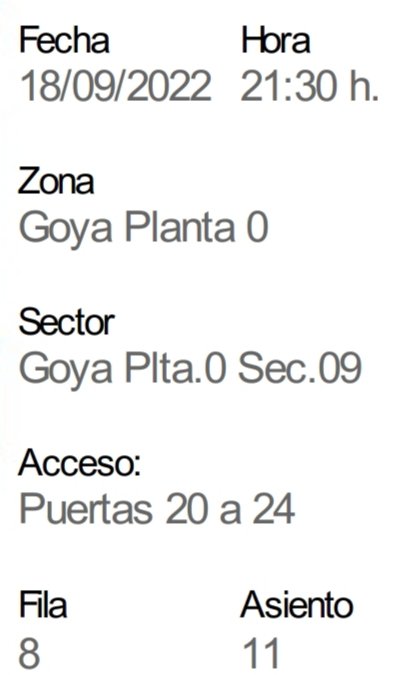 Maria_Cervel's tweet photo. Se venden 2 #entradas para el #concierto de @Aitanax el día #18septiembre en el @WiZinkCenter de #Madrid. Son en grada y no son contiguas. Mismo precio oficial #55euros. Se venden juntas o por separado. Detalles de localización en las imágenes adjuntas ⬇️
#Aitana #música https://t.co/sT08kUAfkN
