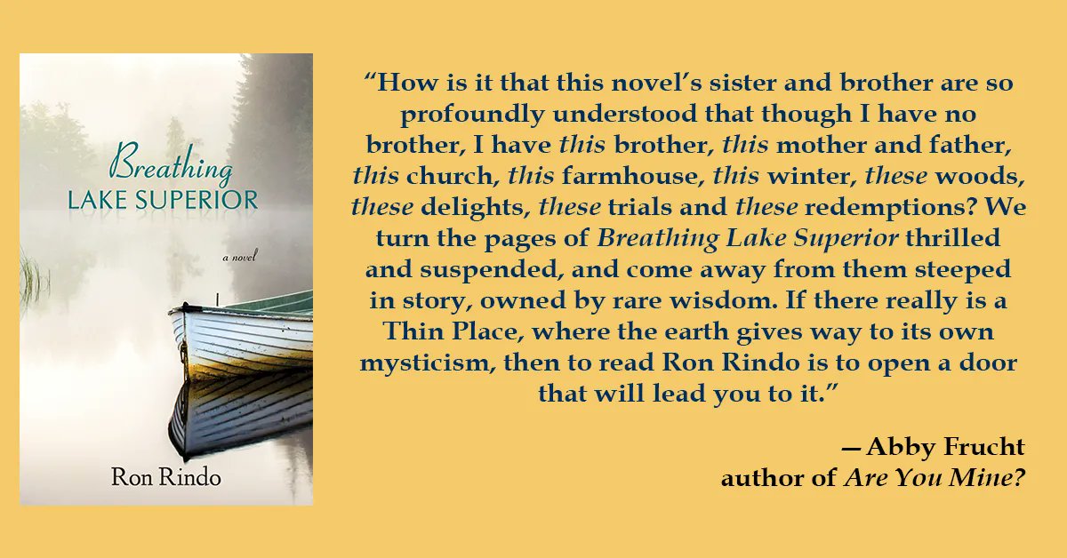 More praise for Ron Rindo's debut novel, Breathing Lake Superior, from #author @abbyfrucht:

Read more reviews and pre-order your copy at buff.ly/3wr5qdp.

#MustRead #fiction #LitFic #bookreview #Midwest