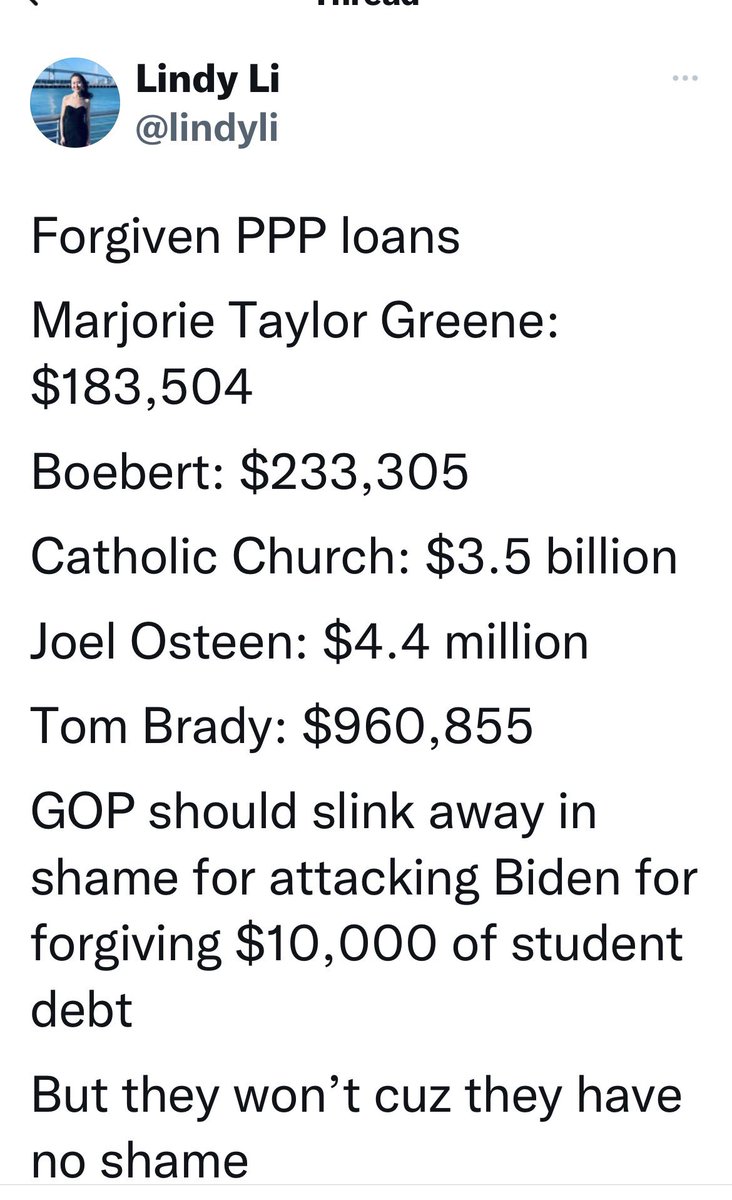 AngeloStAngelo's tweet photo. @NickAdamsinUSA Partial forgiveness for over $700 billion in PPP loans for wealthy Americans?  No problem.

Partial forgiveness for over $200 billion in student debt for Americans making less than $75K a year?  Your loan, your payment!

Costs more than 3x LESS and helps more Americans… https://t.co/x0cXCUGo4M